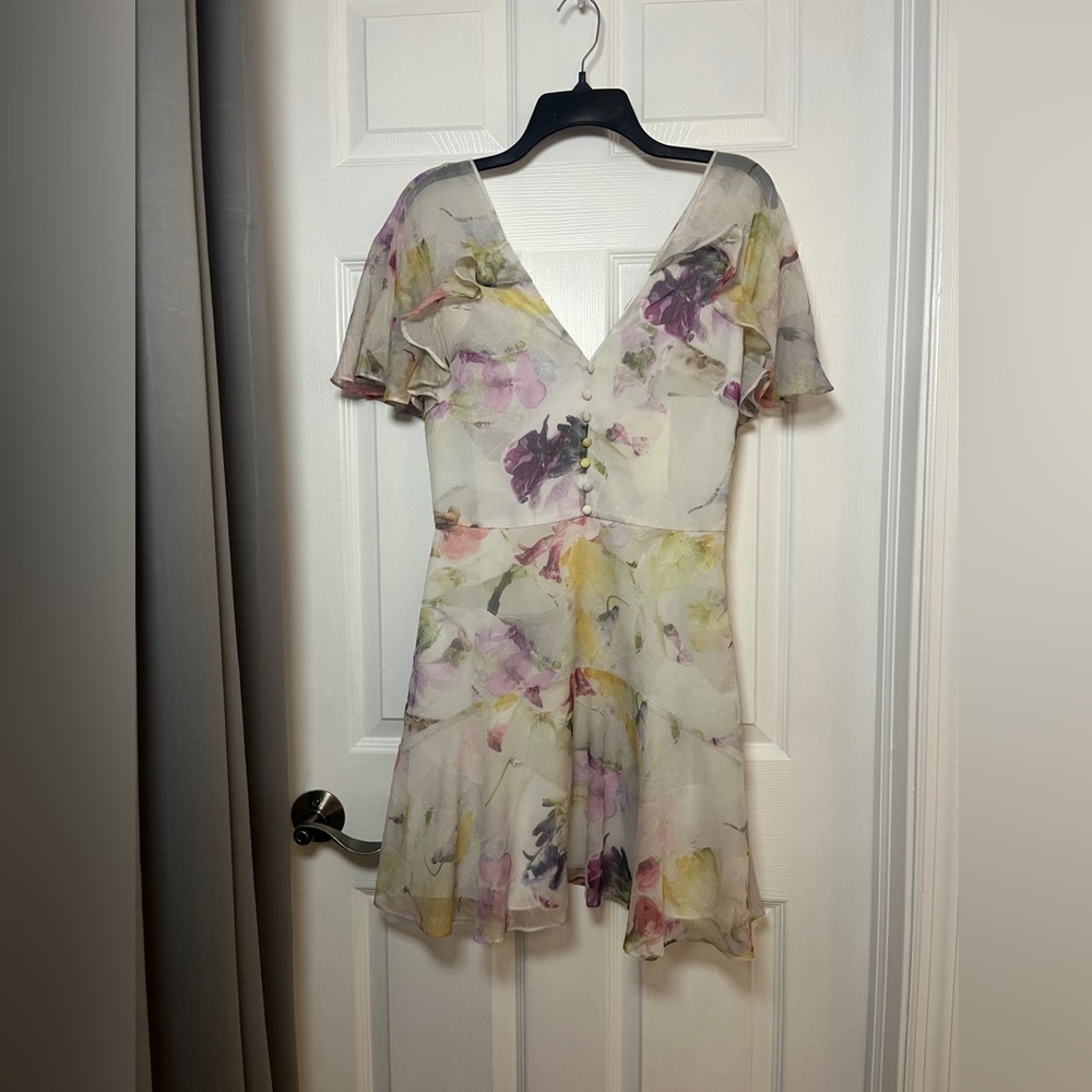 NWT Ted Baker Women's Ivory Angel Sleeve Fit-Flare Mini Dress US size 4 - Picture 3 of 15